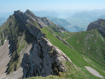 Panoramic view of rocky mountains against sky