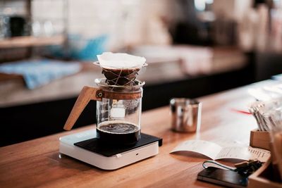 Close-up of coffee on table