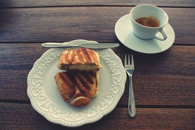 Close-up of breakfast served on table