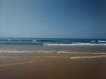 Scenic view of sea against clear sky