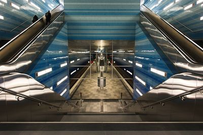 High angle view of escalator at subway station