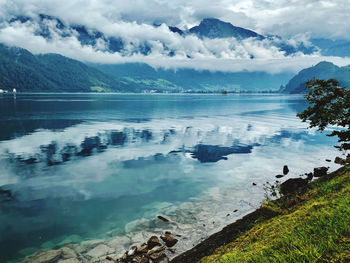 Scenic view of lake against sky