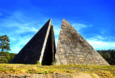 Low angle view of building against cloudy sky