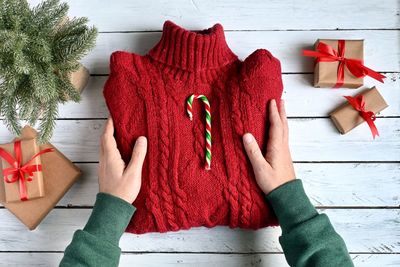 High angle view of christmas decoration