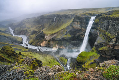Scenic view of waterfall
