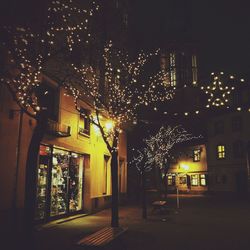Illuminated building at night