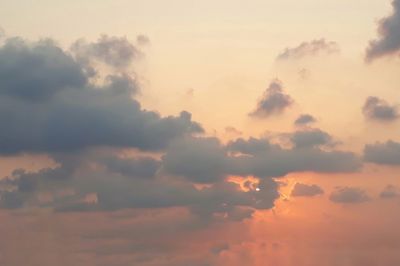 Low angle view of cloudy sky during sunset