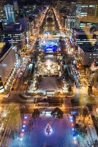 Illuminated city at night