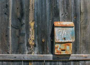 Close-up of old rusty metal door