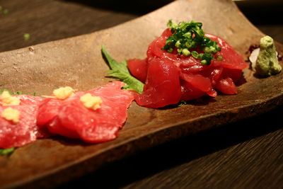 Close-up of food on table