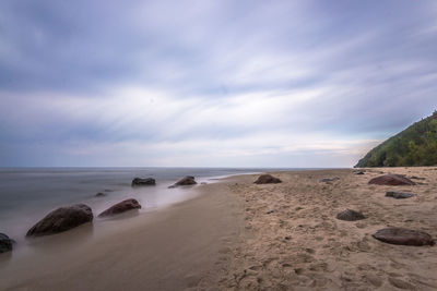 Scenic view of sea against cloudy sky