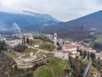 High angle view of townscape against sky