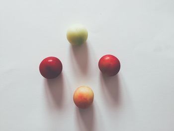 High angle view of apples on table