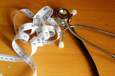 Close-up of text on table