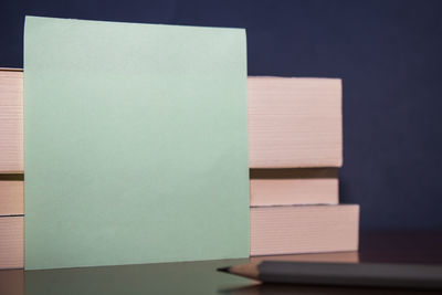 Close-up of books on table