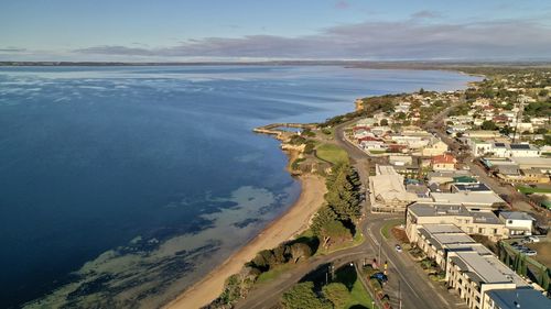 High angle view of sea against sky