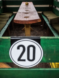 Close-up of information sign