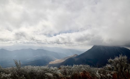 Scenic view of mountains against sky