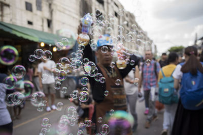 Full frame shot of bubbles in mid-air