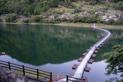 High angle view of bridge over lake