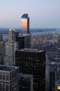 Modern cityscape against clear sky