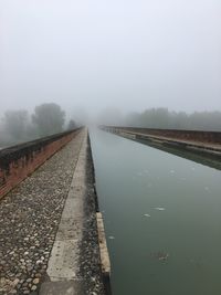 Scenic view of lake against sky during winter