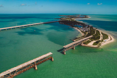 High angle view of sea against sky