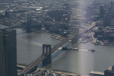 High angle view of suspension bridge