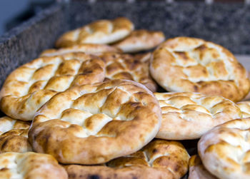 High angle view of bread on barbecue grill