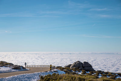 Scenic view of sea against sky during winter