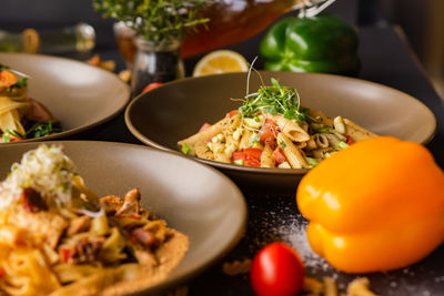 Close-up of food in plate on table