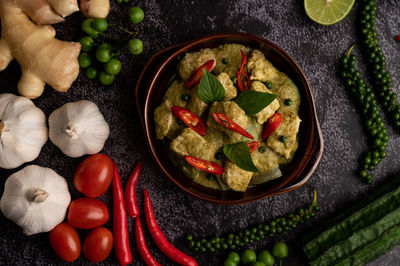 Directly above shot of vegetables in container