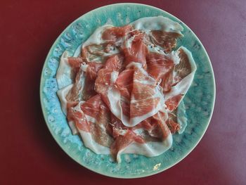 High angle view of fruit on plate