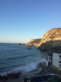 Scenic view of sea against clear sky