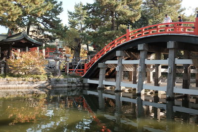 Bridge over calm lake