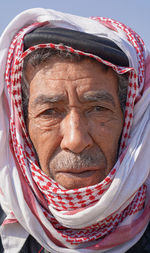 Close-up of man wearing hat