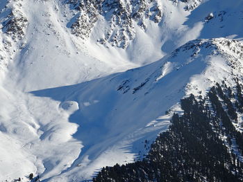 High angle view of snowcapped mountains