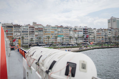 Panoramic view of buildings in city against sky