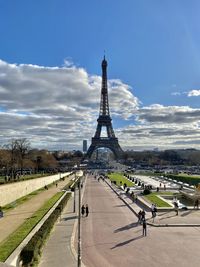 View of tower against cloudy sky