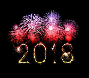 Firework display at night
