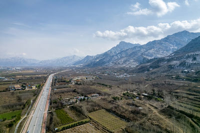 High angle view of townscape against sky