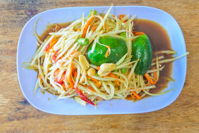 High angle view of meal served in bowl