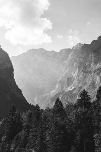 Scenic view of rocky mountains against sky