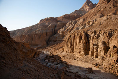 Scenic view of desert against clear sky