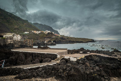 Scenic view of beach against sky