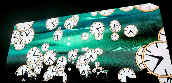 High angle view of clock on wall