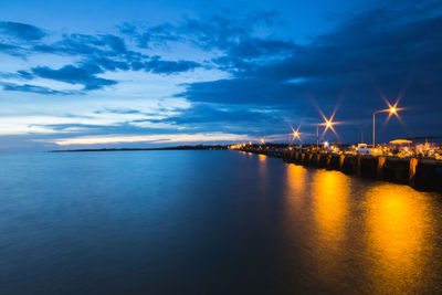 Scenic view of sea against sky at night