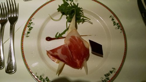 Directly above shot of meal served in plate