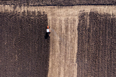 High angle view of machinery on field