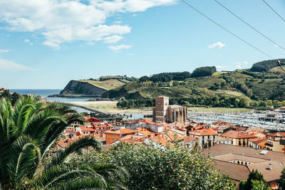 High angle view of townscape against sky